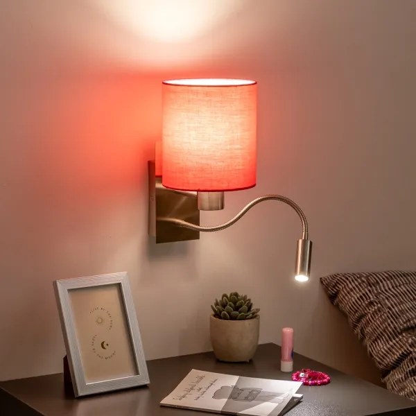 Brilagi - LED Fali lámpa NUBILA 1xE27/25W/230V + LED/3W króm/rózsaszín