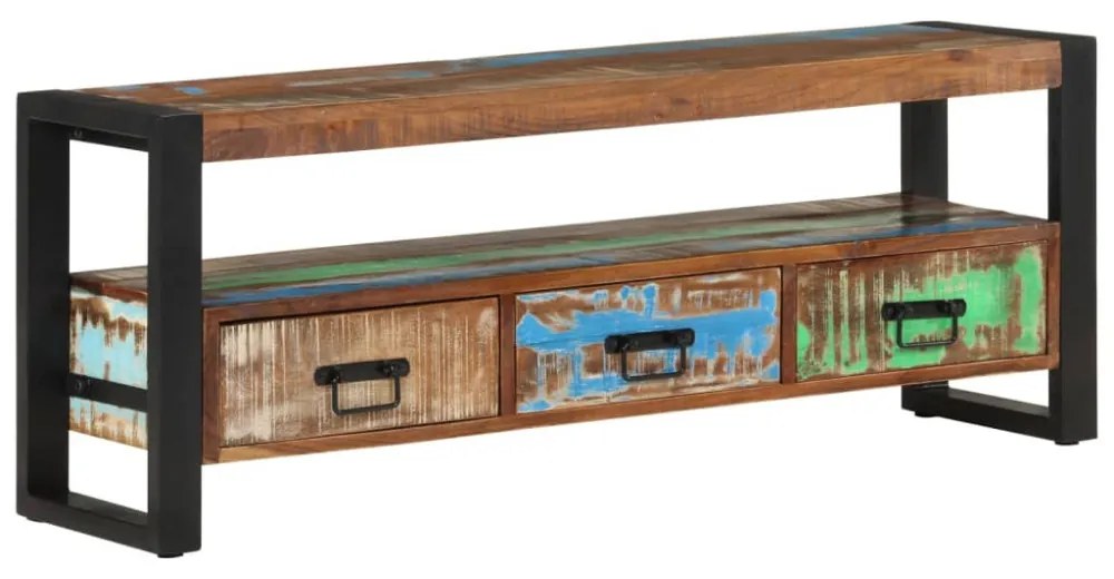 tömör újrahasznosított fa TV-szekrény 120 x 30 x 45 cm
