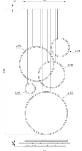 SATURNO LED csillár zsinóron LED/100W/230V arany