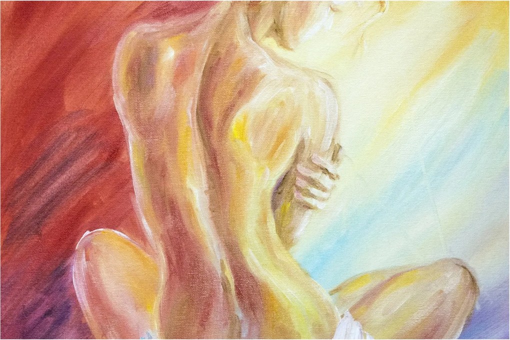 Pihenő nő képe, olajfestmény (90x60 cm)