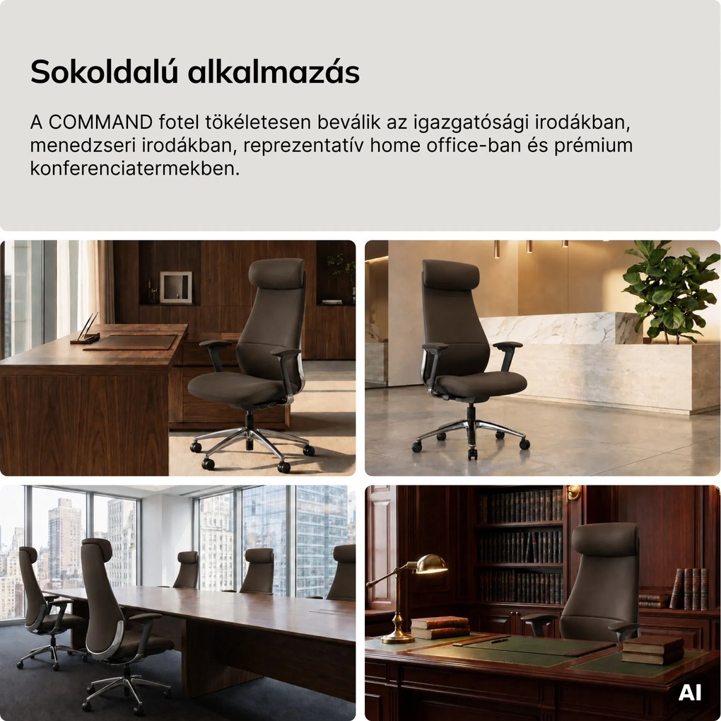 Irodai fotel kárpitozott vezetői barna: COMMAND