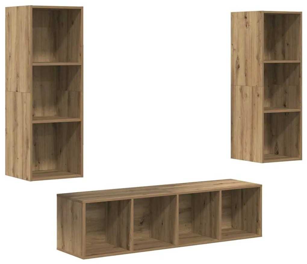 TV Szekrény Szett 3 pcs kézműves tölgy 37 x 37 x 142.5 cm