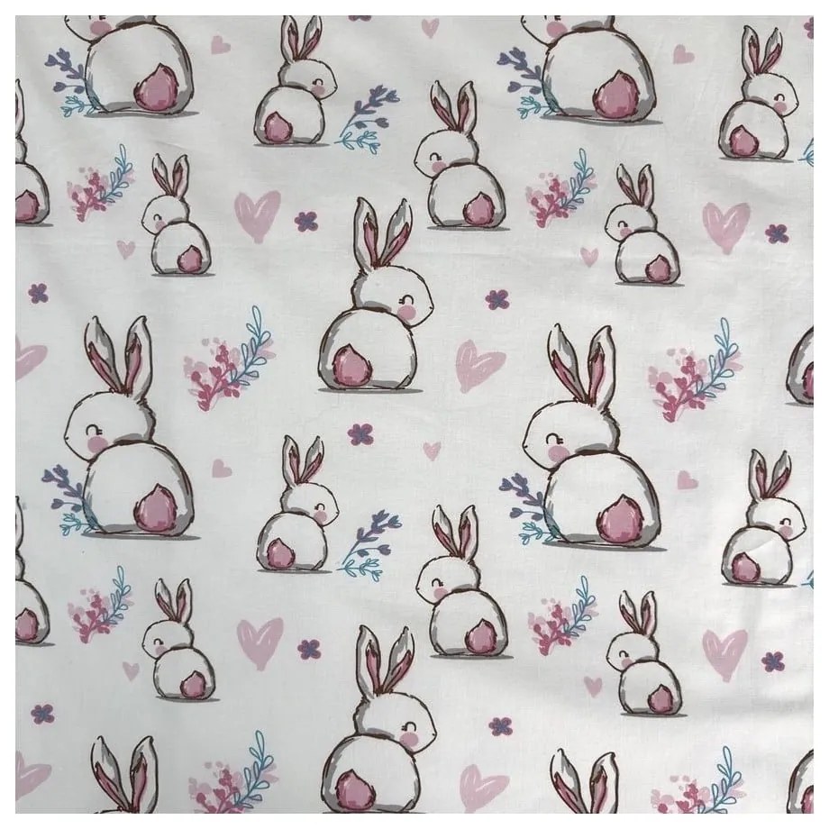 Fehér-rózsaszín pamut gyerek ágyneműhuzat babaágyhoz 100x135 cm Bunny "Sweet" – Jerry Fabrics