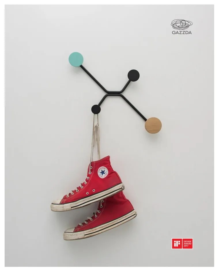 Hook fekete fali akasztó rózsaszín részletekkel - Gazzda