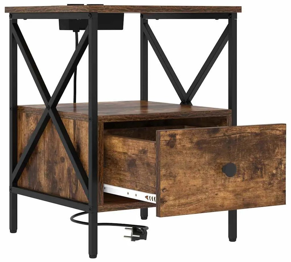 vidaXL Éjjeliszekrény 2 pcs Füstölt tölgy 41,5 x 40,5 x 55 cm Faanyag