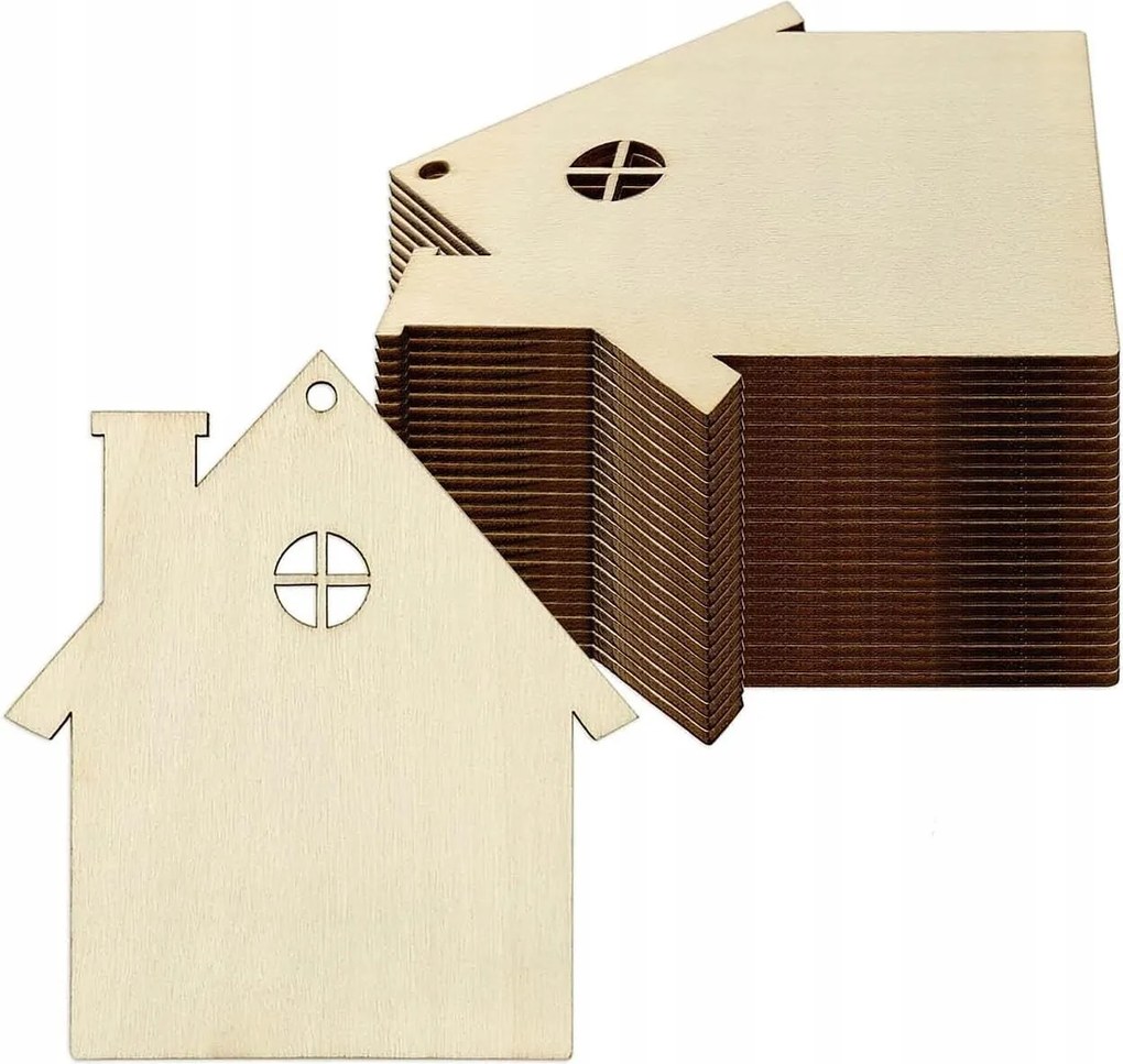 Karácsonyi Házikó Fa Medál 10cm 1db Karácsonyi Dekoráció