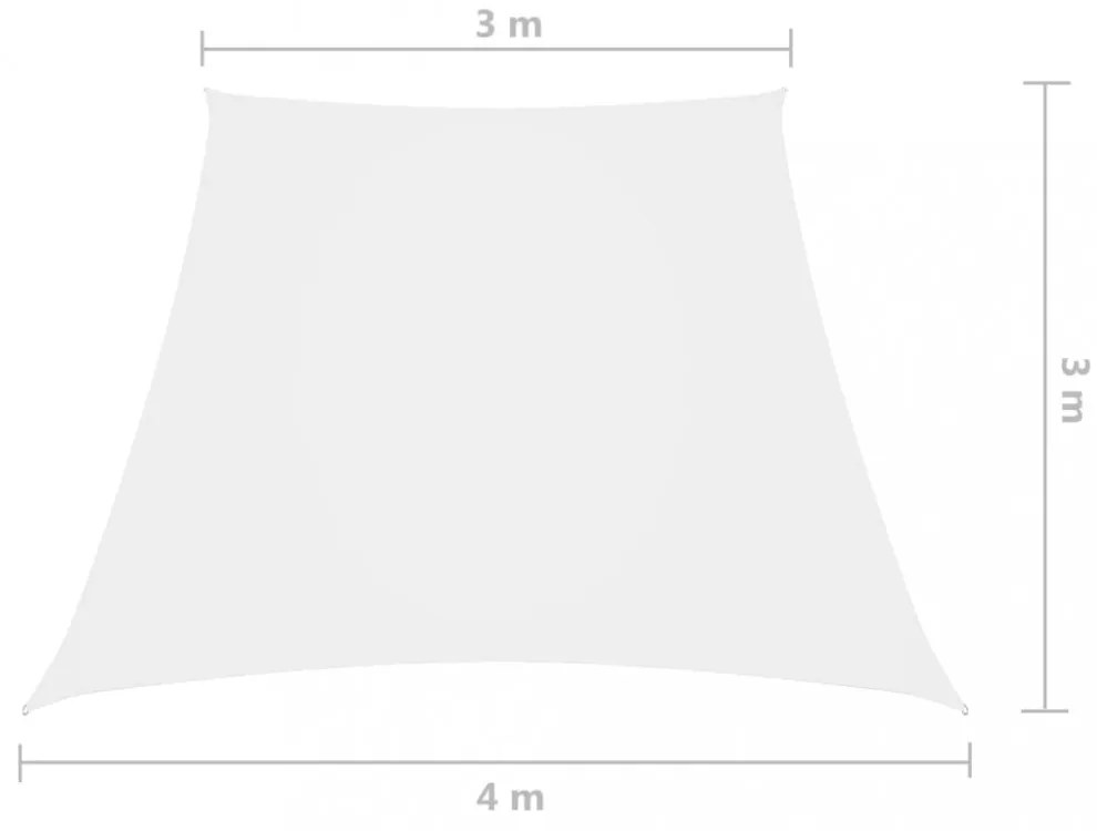 fehér trapéz alakú oxford szövet napvitorla 3/4 x 3 m