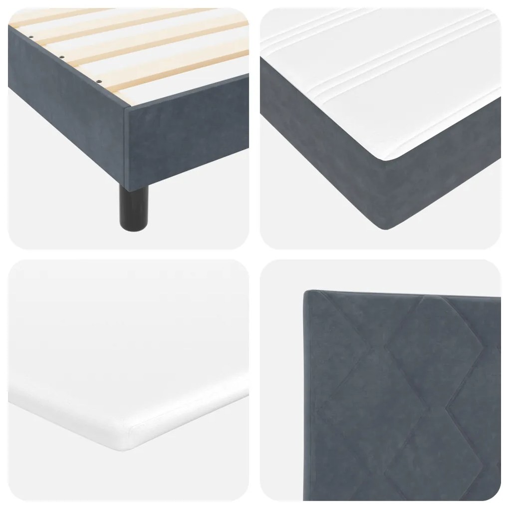 Boxspring ágy Matracokkal Sötét Szürke 160x200 cm Bársony