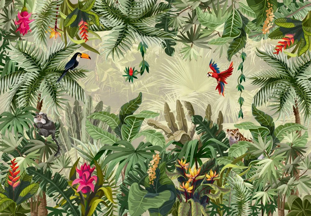 Madarak a dzsungelben poszter, fotótapéta, Vlies (250 x 175 cm)