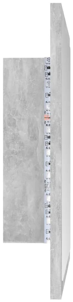 betonszürke akril LED-es fürdőszobatükör 40x8,5x37 cm