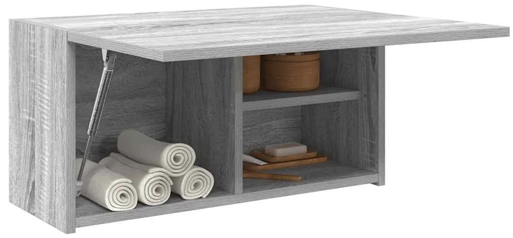 szürke sonoma szerelt fa fali fürdőszobaszekrény 60x25x30 cm
