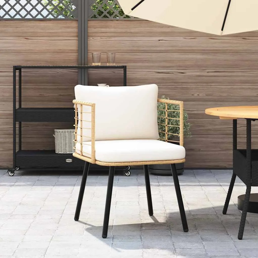természetes polyrattan kerti szék párnákkal