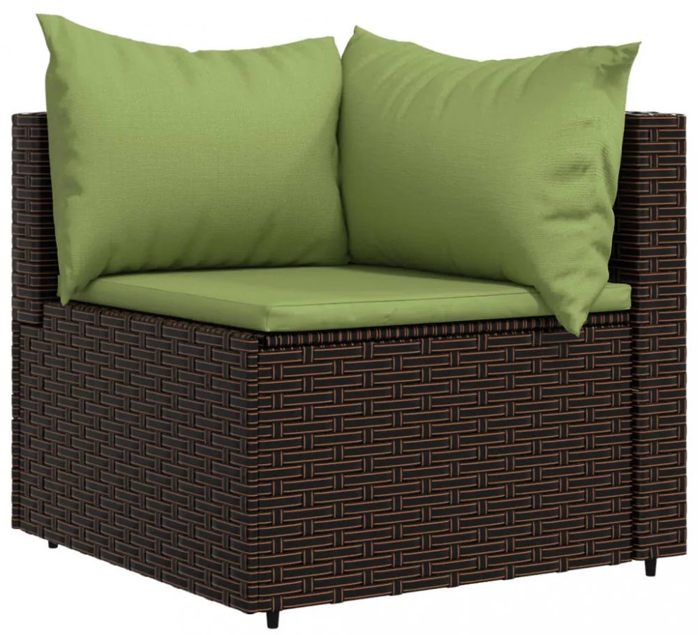 3 részes barna polyrattan kerti ülőgarnitúra párnával