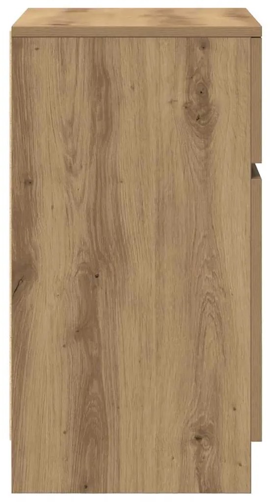 kézműves tölgy színű szerelt fa éjjeliszekrény 39x35x65 cm