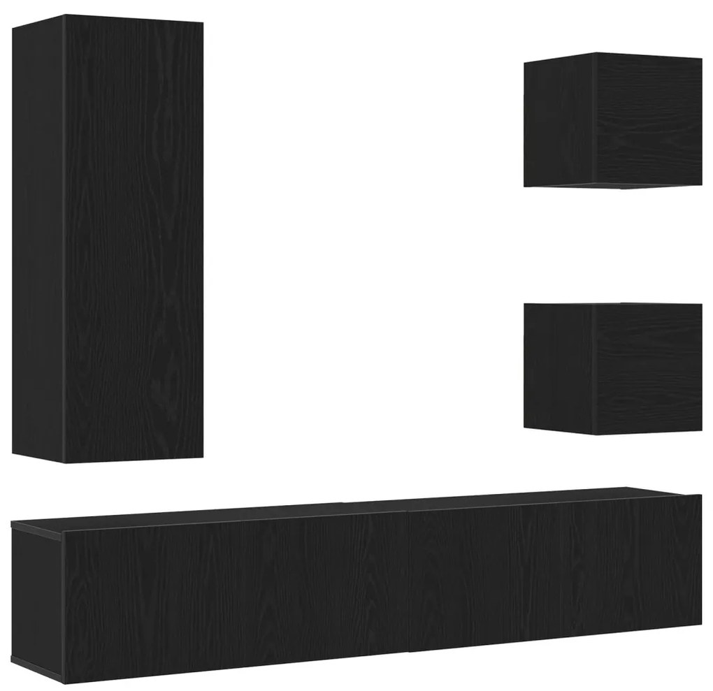 TV Szekrény Készlet 6 pcs Musta tammi 160 x 30 x 30.5 cm