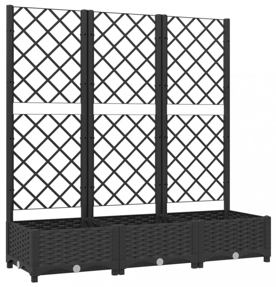 fekete kerti virágláda ráccsal 120 x 40 x 121,5 cm PP