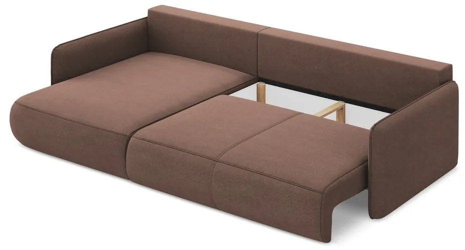 Rózsaszín kinyitható-tárolóhelyes sarokkanapé (bal oldali) Nanea – Makamii