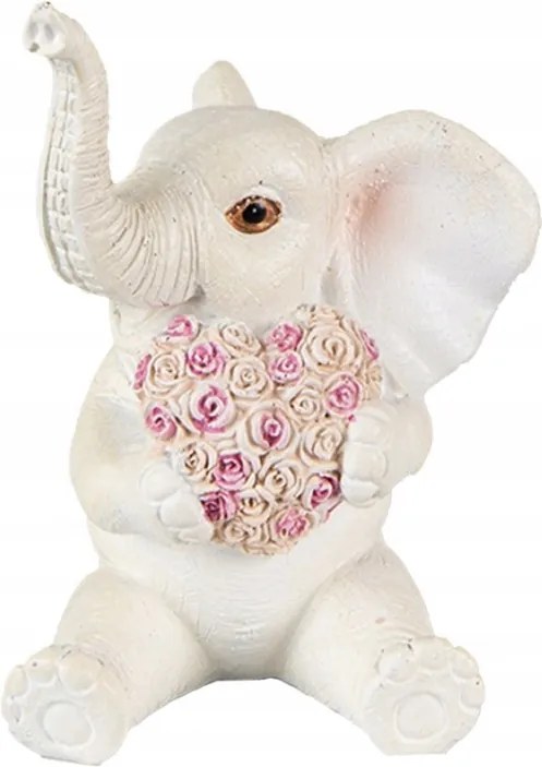 Dekoráció Elefánt figura Fehér Rózsaszín 8x6x10 cm 8x6x10 cm