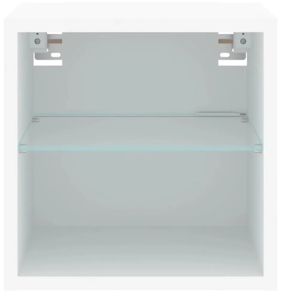 2 db fehér falra szerelhető TV-szekrény LED-ekkel 30x28,5x30 cm