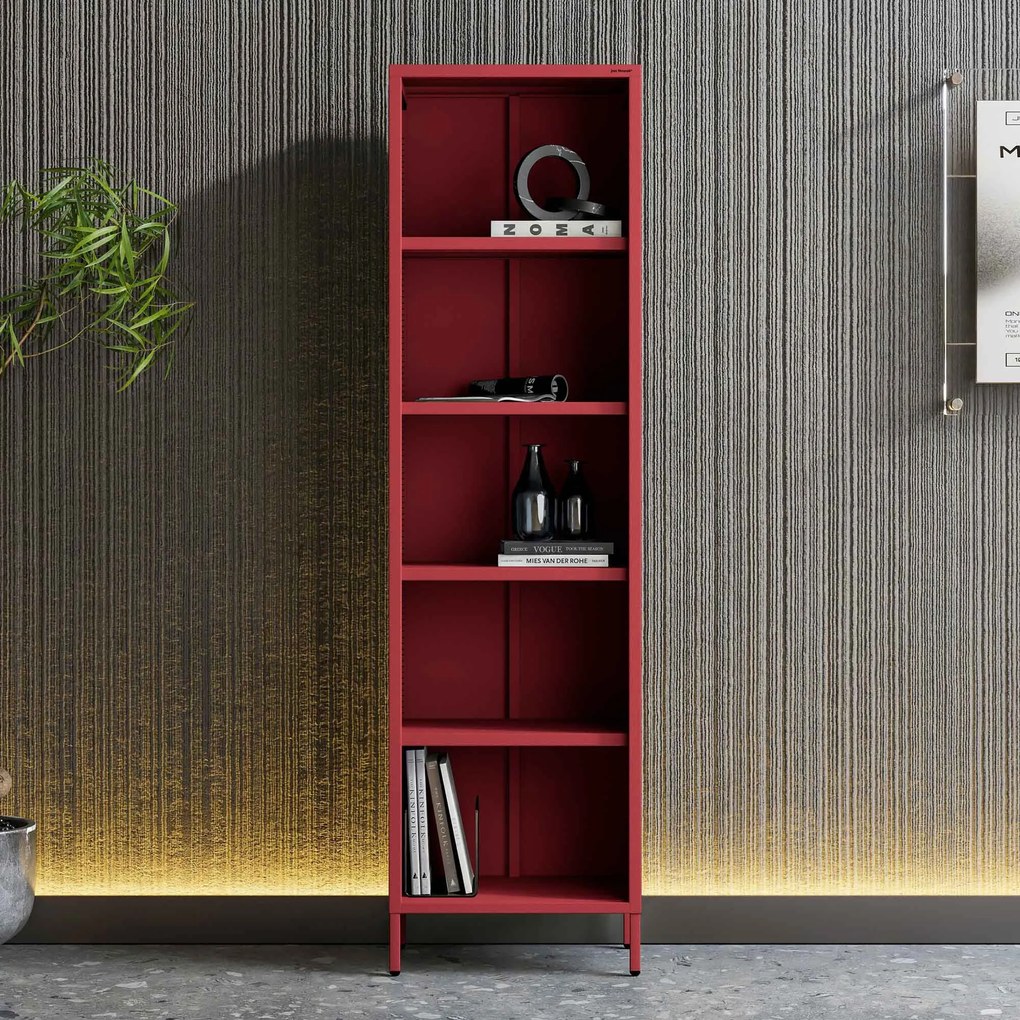 Könyvespolc MARIO, 500 x 1800 x 350 mm, Modern: piros