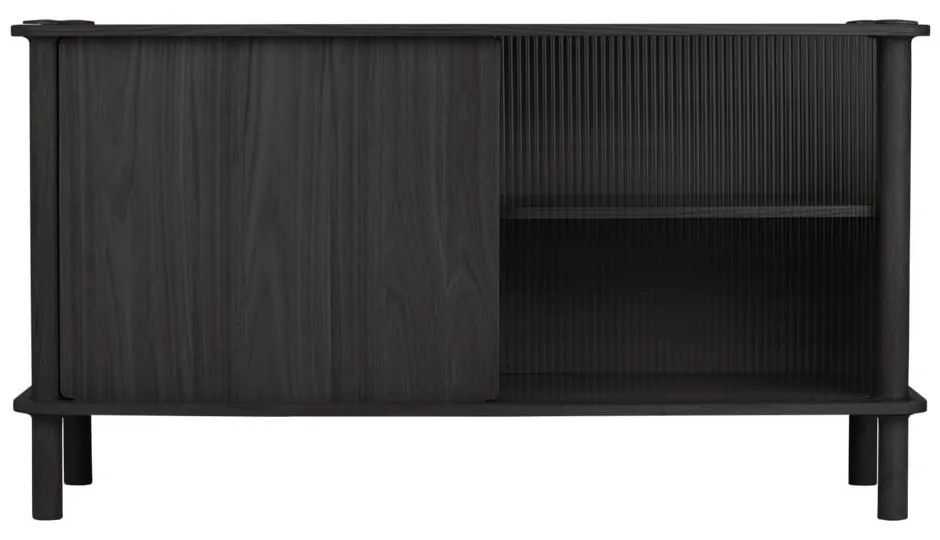 Fekete tölgyfa tálalószekrény tolóajtóval 135x73,5x48 cm Italic – UMAGE