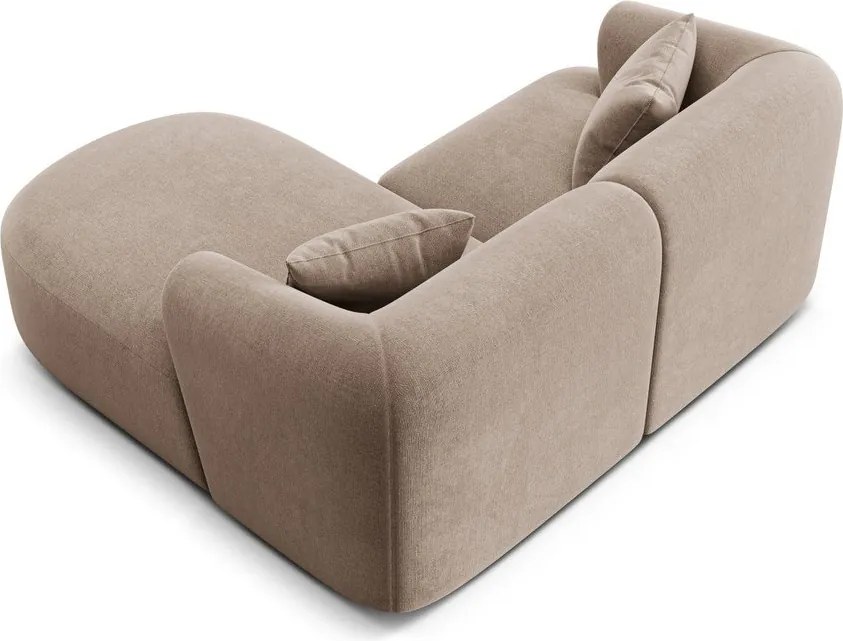 Világosbarna bársony sarokkanapé (jobb oldali-heverő résszel) Campi – Cosmopolitan Design