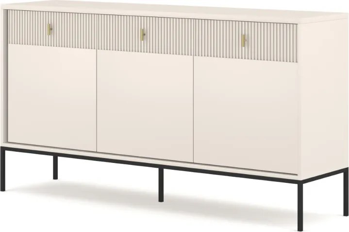 Komód 3 ajtóval és 3 fiókkal kasmír színben fekete elemekkel arany fogantyúkkal – MAGGIORE MA03