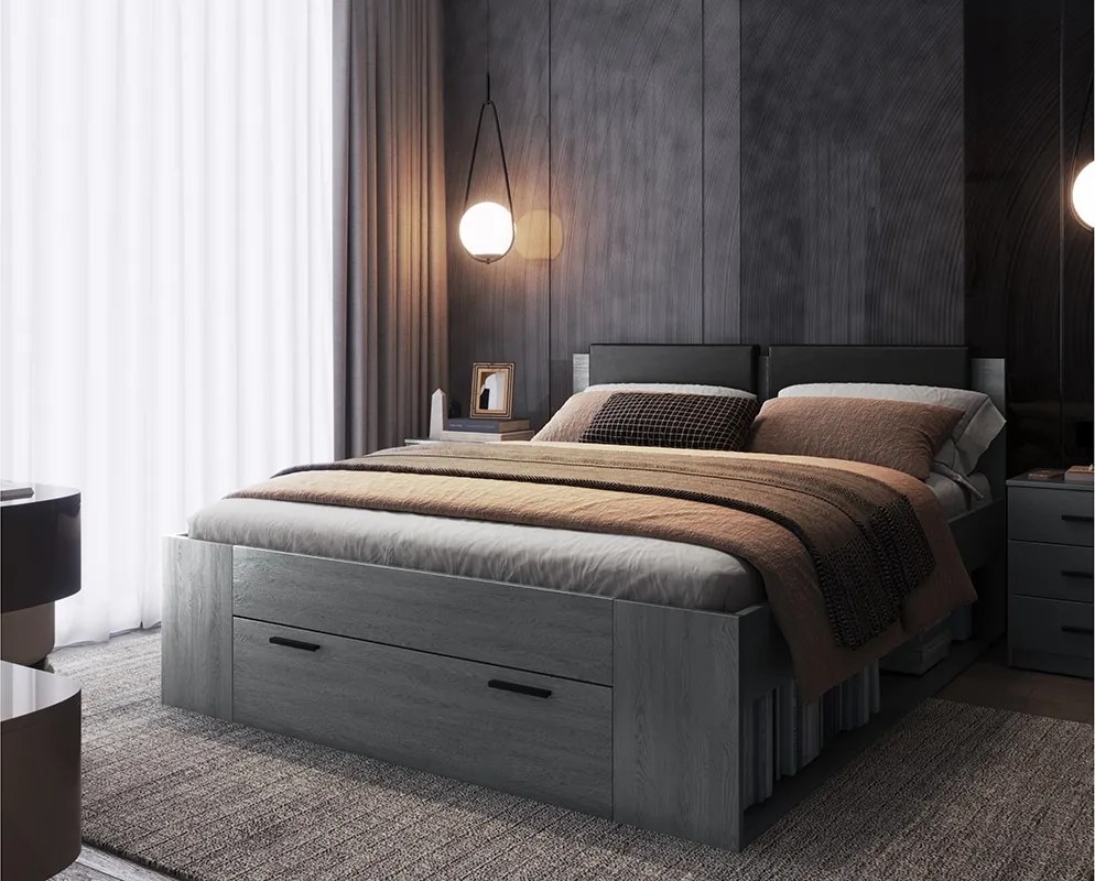 postel 160x200 kárpitozott ágy fejtámlája Galaxy 51 - tölgy carbon