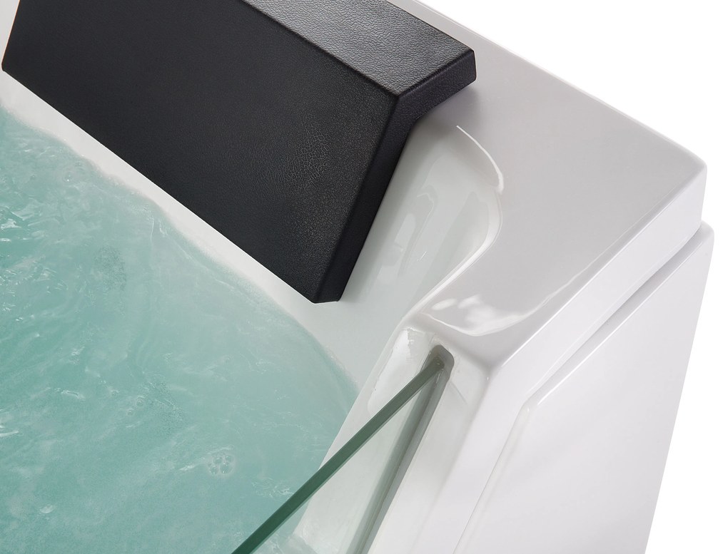 Fehér whirlpool masszázskád LED világítással 174 x 79 cm SAMANA Beliani