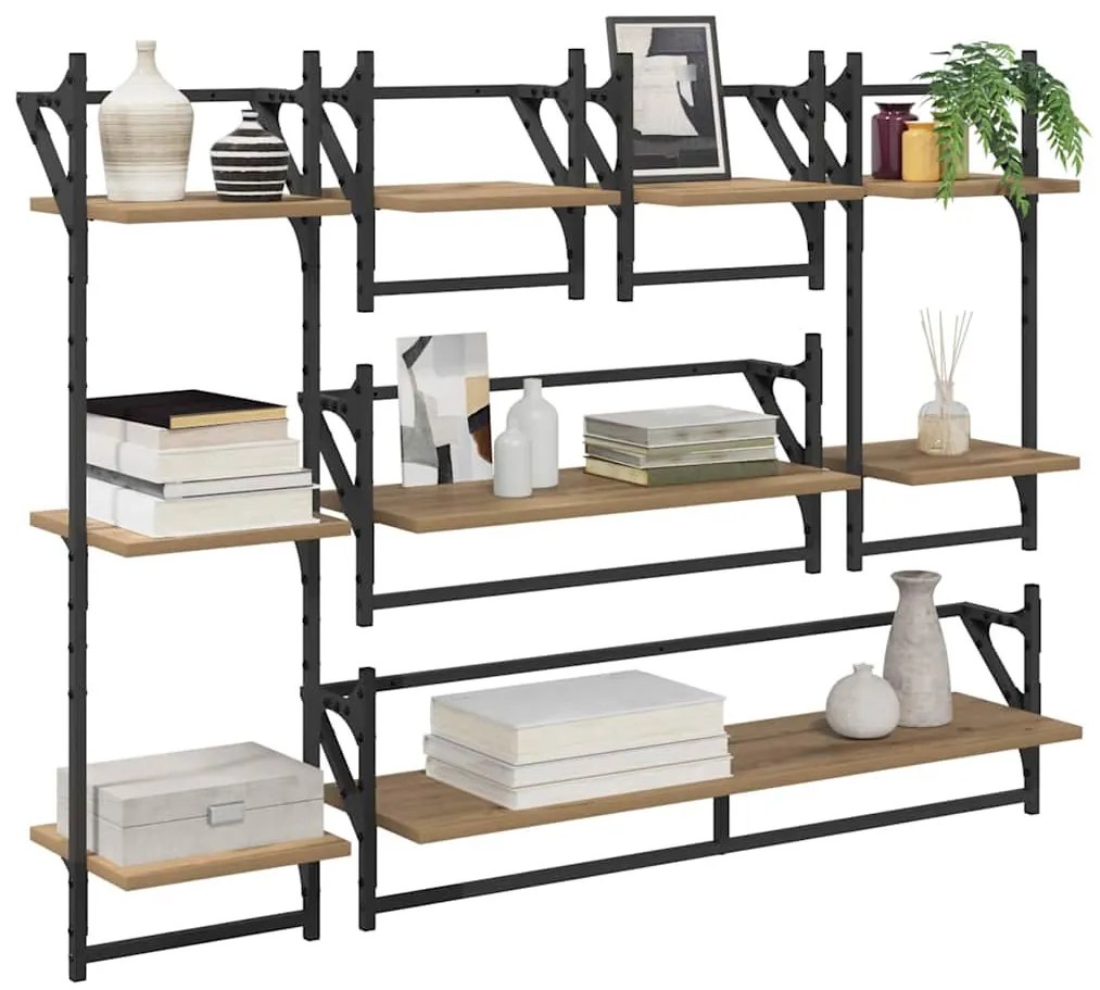 vidaXL Fali polc készlet 6 pcs Artisan tölgy 100 x 25 x 30 cm Faanyag