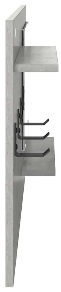 Fali Kabáthorog polcokkal Beton szürke 90 x 10 x 50 cm Faanyag