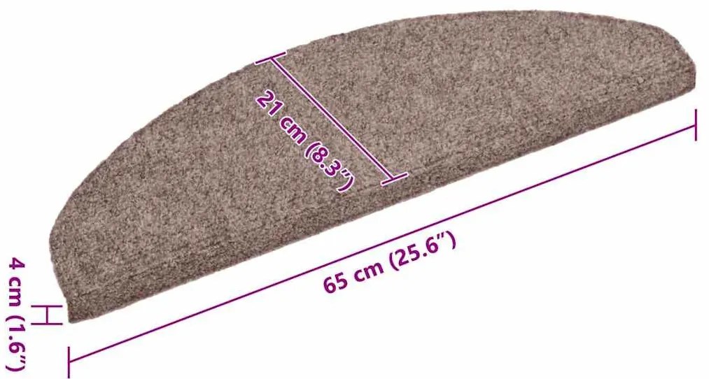 5 db öntapadós lépcsőszőnyeg 65 x 21 x 4 cm világosbarna félkör alakú nagy