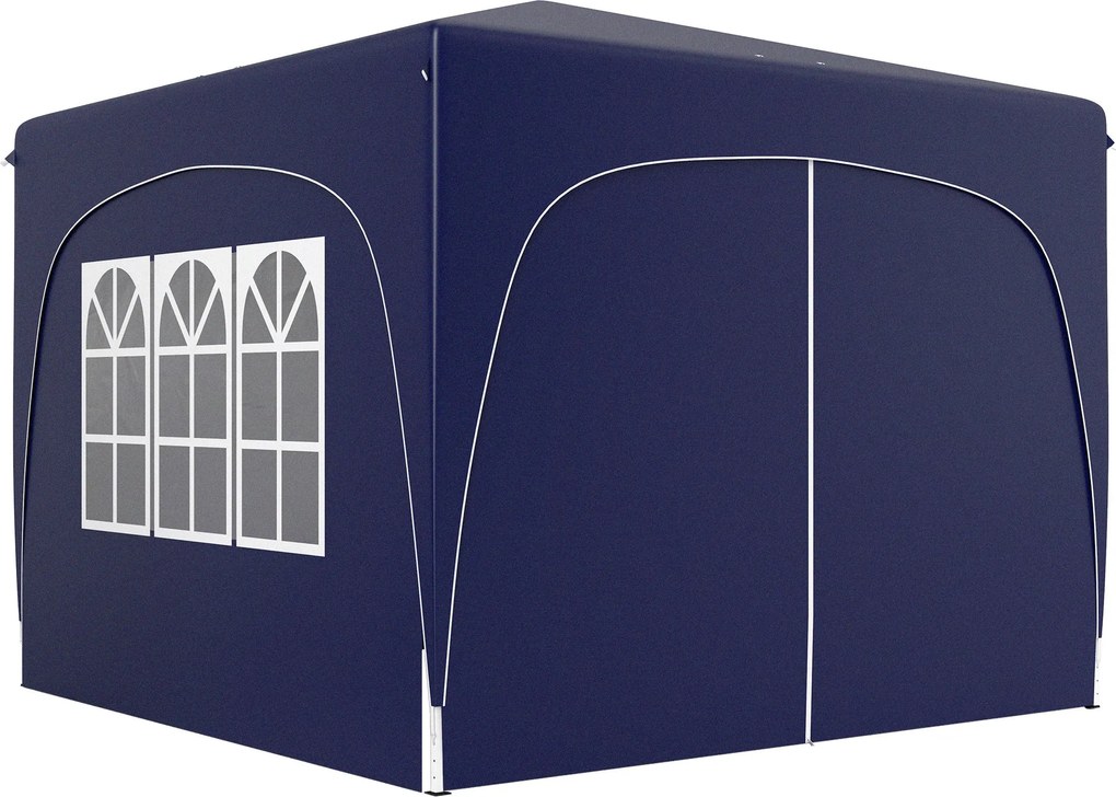 Outsunny 3x3m-es Pavilon, Vízálló Stabil Téli Pavilon, UV Védelem 50+, Összecsukható Party Pavilon Négy Oldallel és Táskával Kerthez, Sötétkék | Aosom