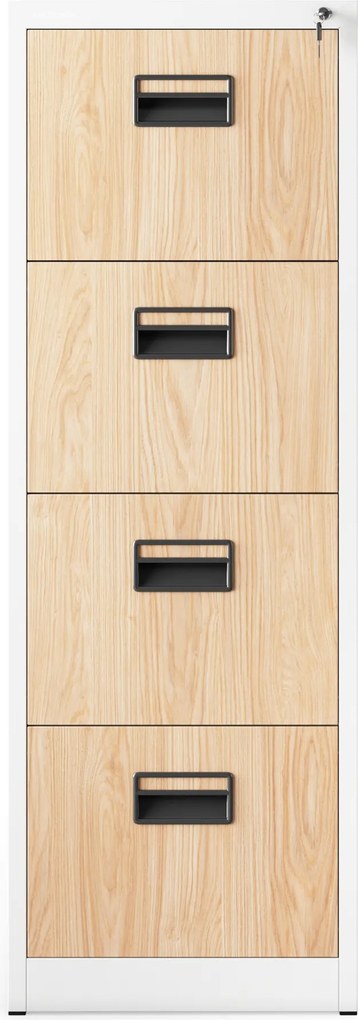 Fém irattároló szekrény 4 fiókkal, fehér/sonoma tölgy, 460x1320x620 mm: SARA Eco Design