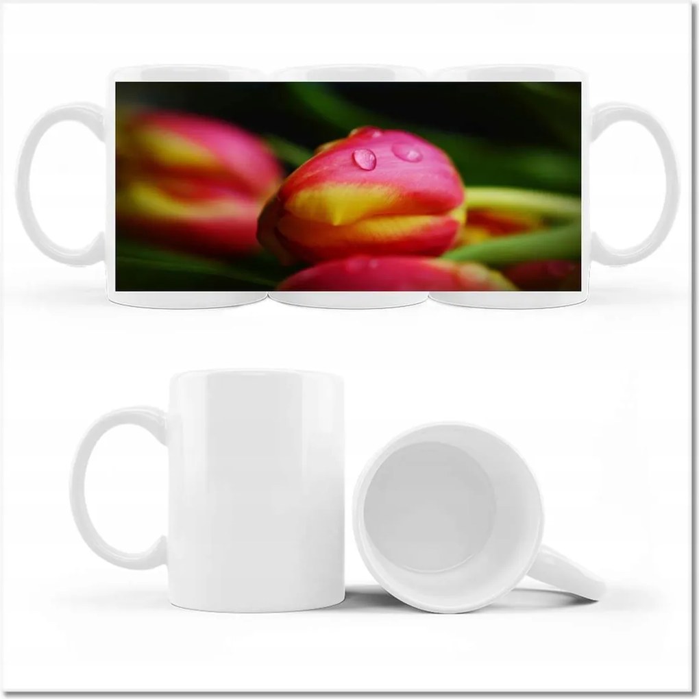 Tulipán mintás bögre makró fotó