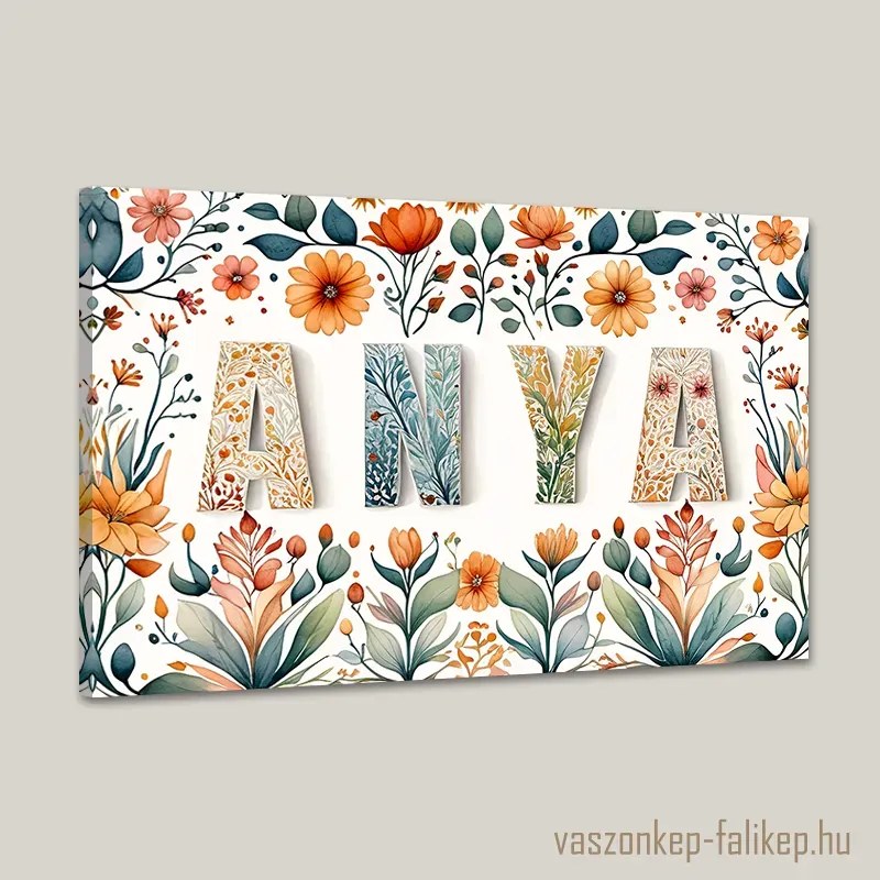 ANYA virágokkal 2 – Színes, prémium vászonkép ajándékba 60x40 cm