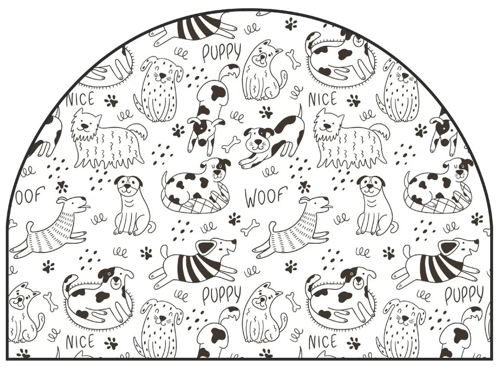 PIPPER. Védő textil falmatrica – Ív – Vidám kutyák Méret: 83x60cm, Indíték: névvel