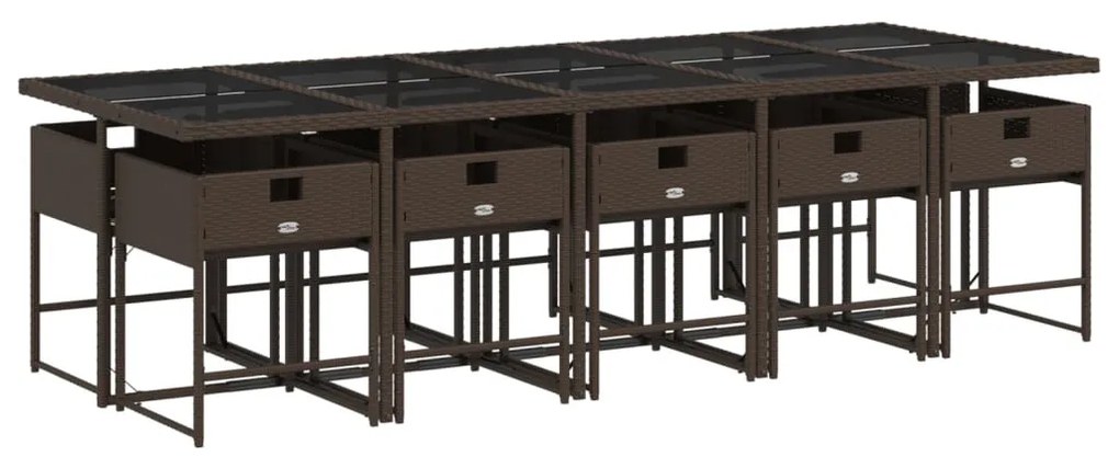 vidaXL 11 részes barna polyrattan kerti ülőgarnitúra párnákkal