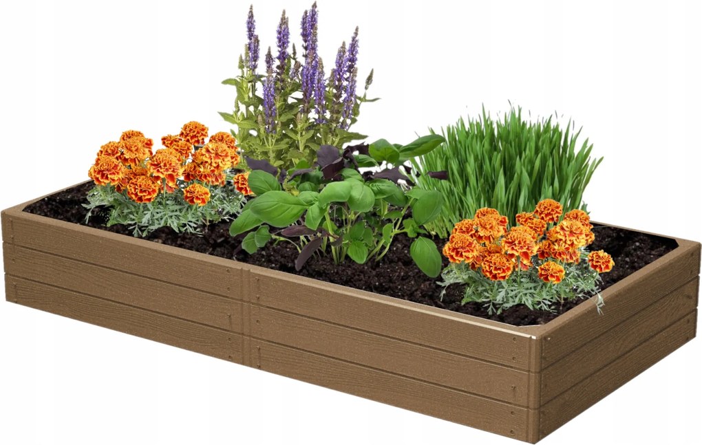 Kerti ágyás magasított fa utánzat barna 149x75,5x25 cm