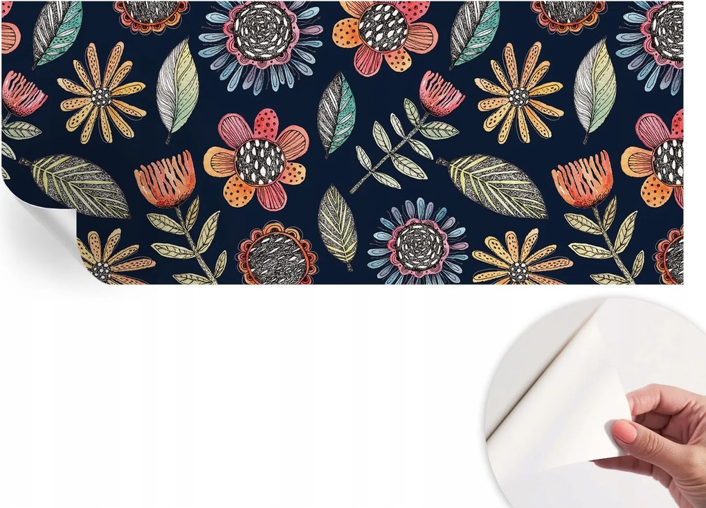 Modern öntapadós fali fotótapéta Virágos mozaik 250x104 cm