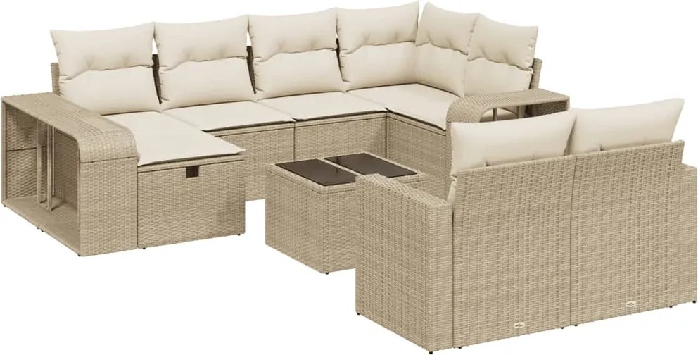 vidaXL 11 részes bézs polyrattan kerti ülőgarnitúra párnákkal