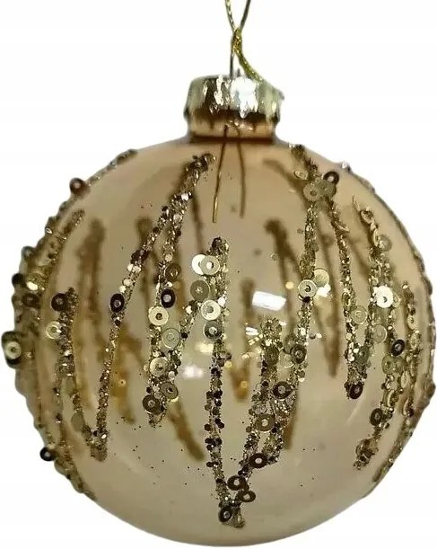 Karácsonyi dekoráció 6 db narancssárga átlátszó golyó csillámmal, ø 8 cm