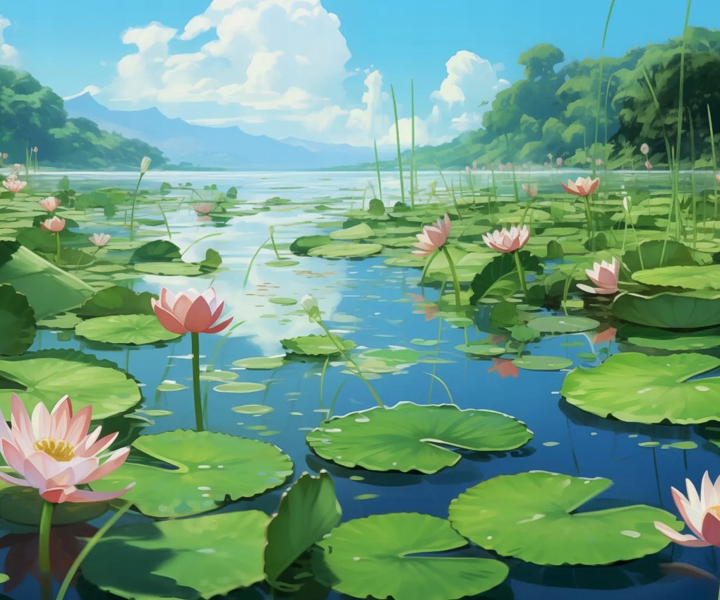 Poszter 60x50cm Idilli liliom tó