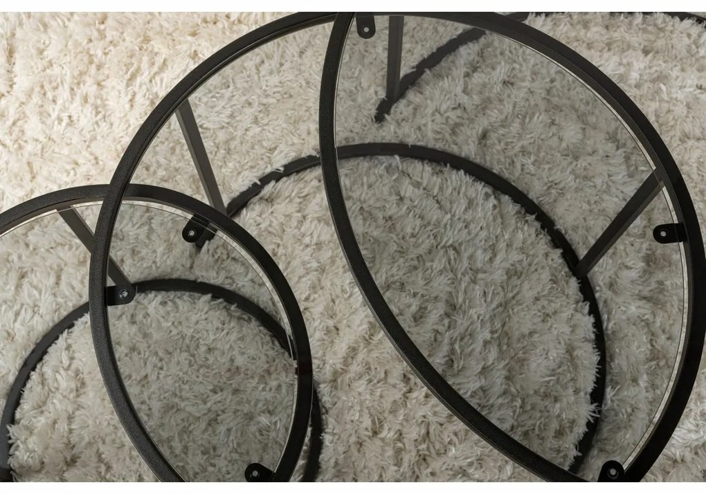 Aurum Black and Grey dohányzóasztal szett80 cm, 3 db