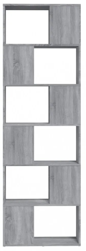 szürke sonoma színű térelválasztó könyvszekrény 60x24x186 cm