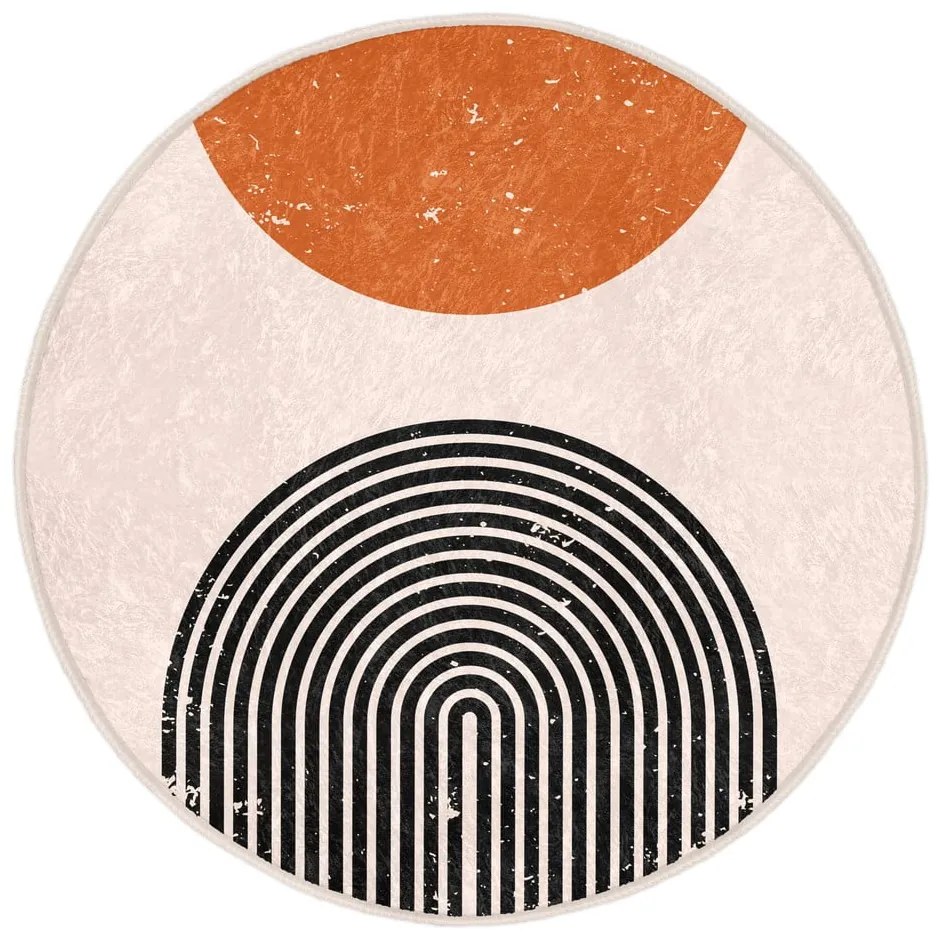 Narancssárga-krémszínű mosható-robotporszívóval tisztítható kerek szőnyeg ø 80 cm Comfort – Mila Home