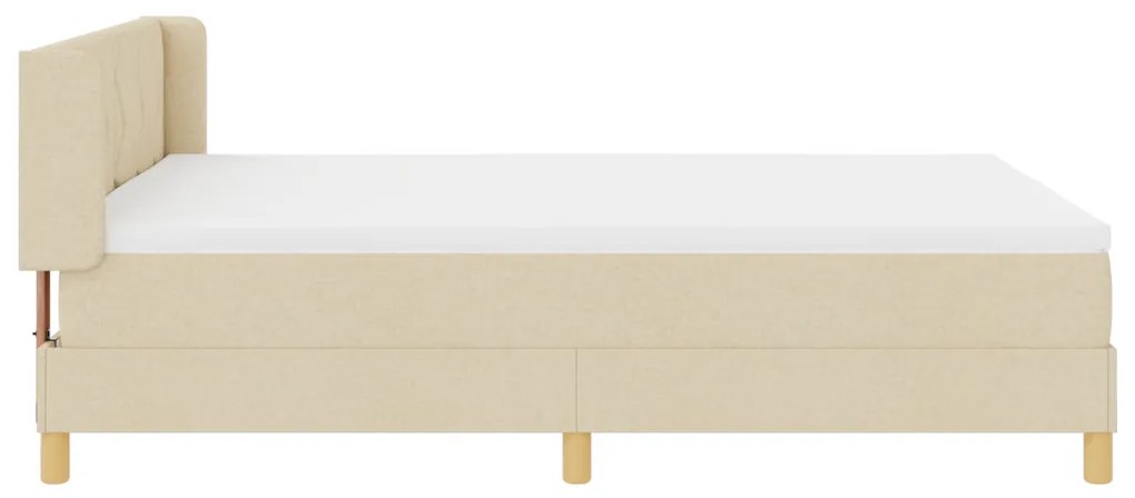 Boxspring Ágy Mattal - Krém, 160 x 200 cm, Textil