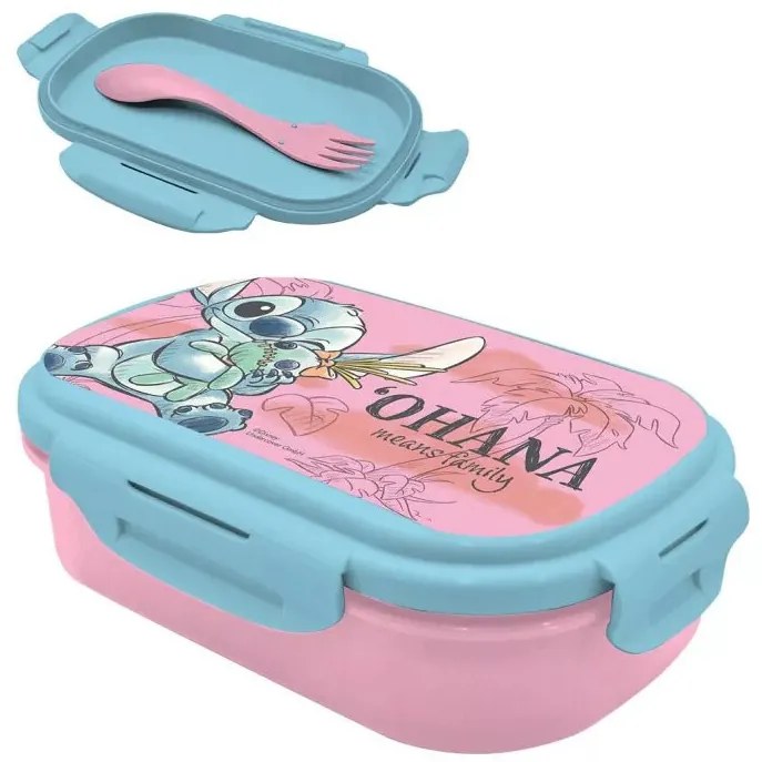Disney Lilo és Stitch, A csillagkutya Cheeky szendvicsdoboz + evőeszköz szett