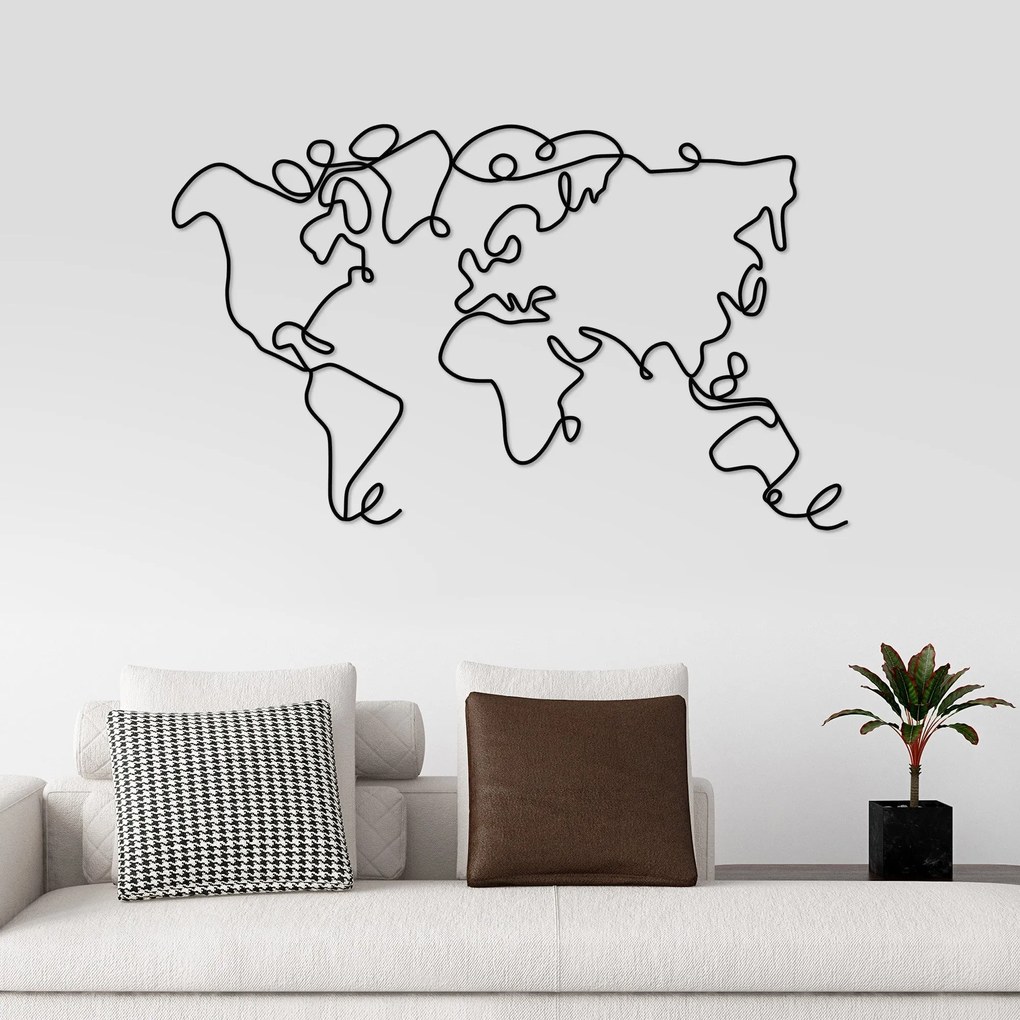 Fém fali dekoráció, World Map