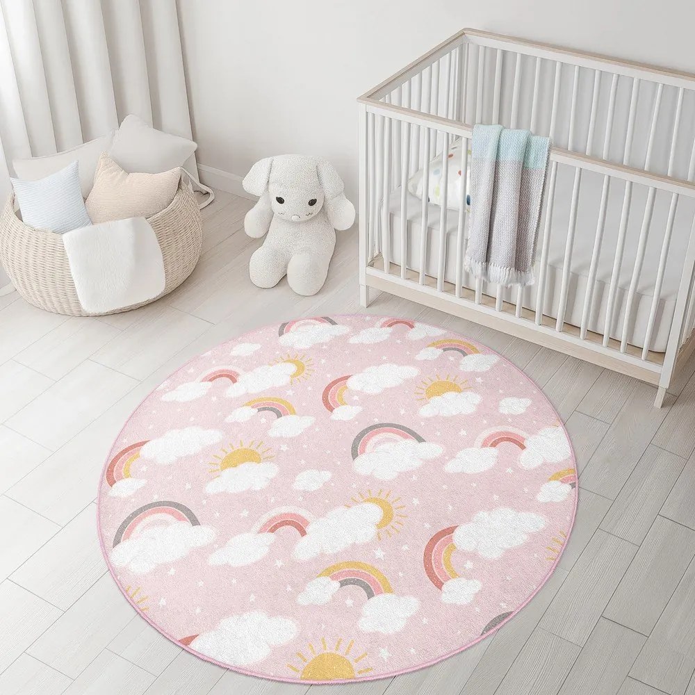 Rózsaszín mosható gyerek szőnyeg ø150 cm Rainbow World – Mila Home